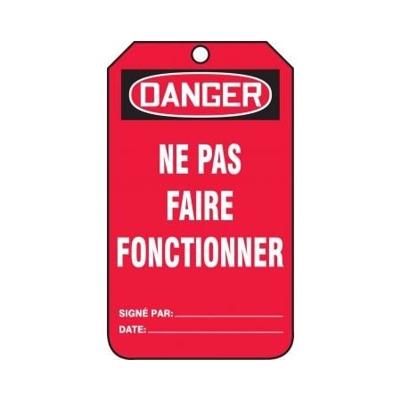 SAFETY TAGS  FRENCH PFCARDSTOCK TCF001CTP